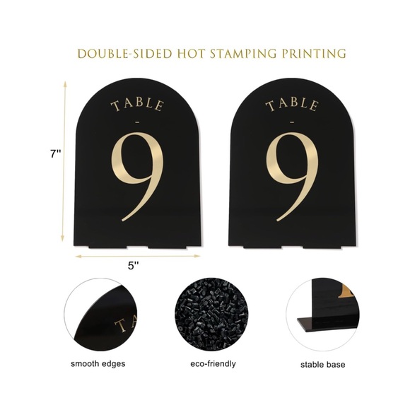 Elegant black and gold table numbers for wedding, celebration - Picture 3 of 6